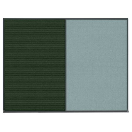 United Visual Products Double Door Radius Corkboard, 42"X32", W UV80025-WHITE-DRKSPR